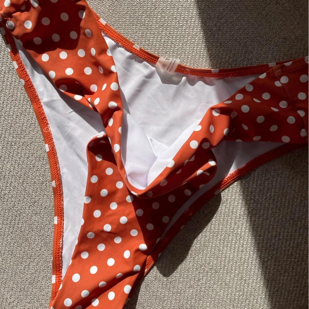 Orange & White Polka Dot Bathing Suite - Picture 5 of 7